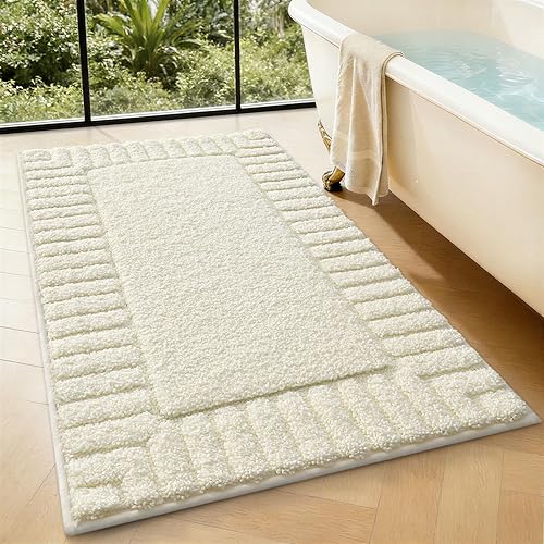 Miniatura 11 de LUMI Alfombras de baño antideslizantes con parte trasera de goma, alfombra de baño de microfibra de felpa extrasuave, absorbente, lavable a máquina,