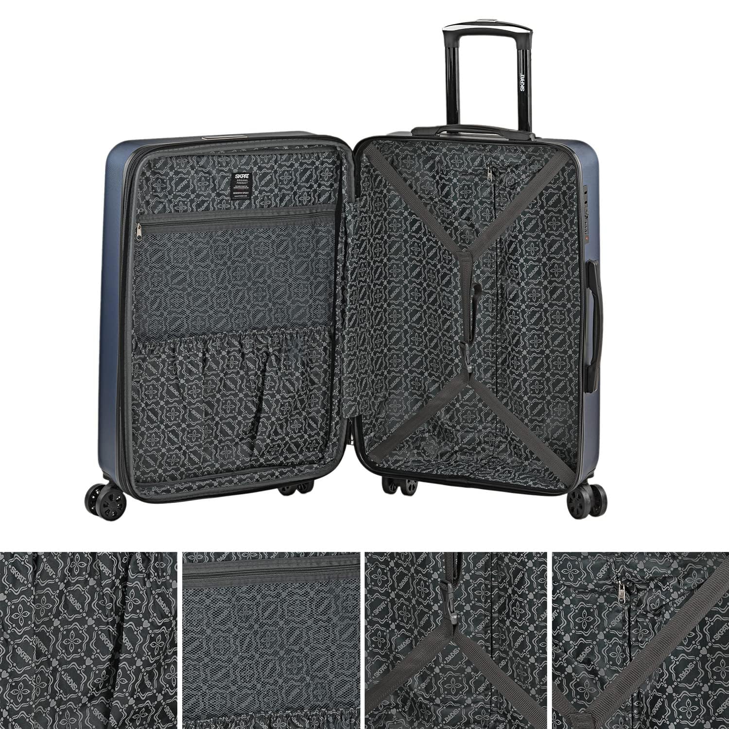 SKPAT - Maleta de Cabina 55x40x20 - Maletas De Viaje Cabina Rígidas Trolley con 4 Ruedas Dobles para Avion Ligera Equipaje De Mano Candado de Combinación. Compatible Ryanair, Azul