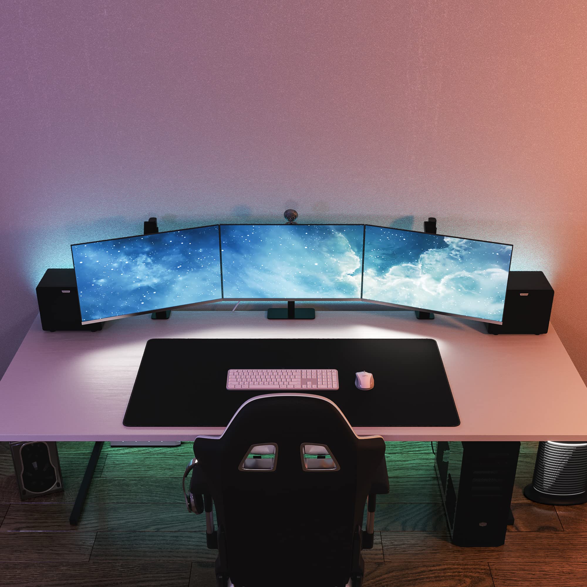 Mega Size Gaming Mouse Pad - Anti Slip Rubber Base - Stitched Edges - Large Desk Mat - 48" x 24" x 0.16" (Mega, All Black/No Logo)