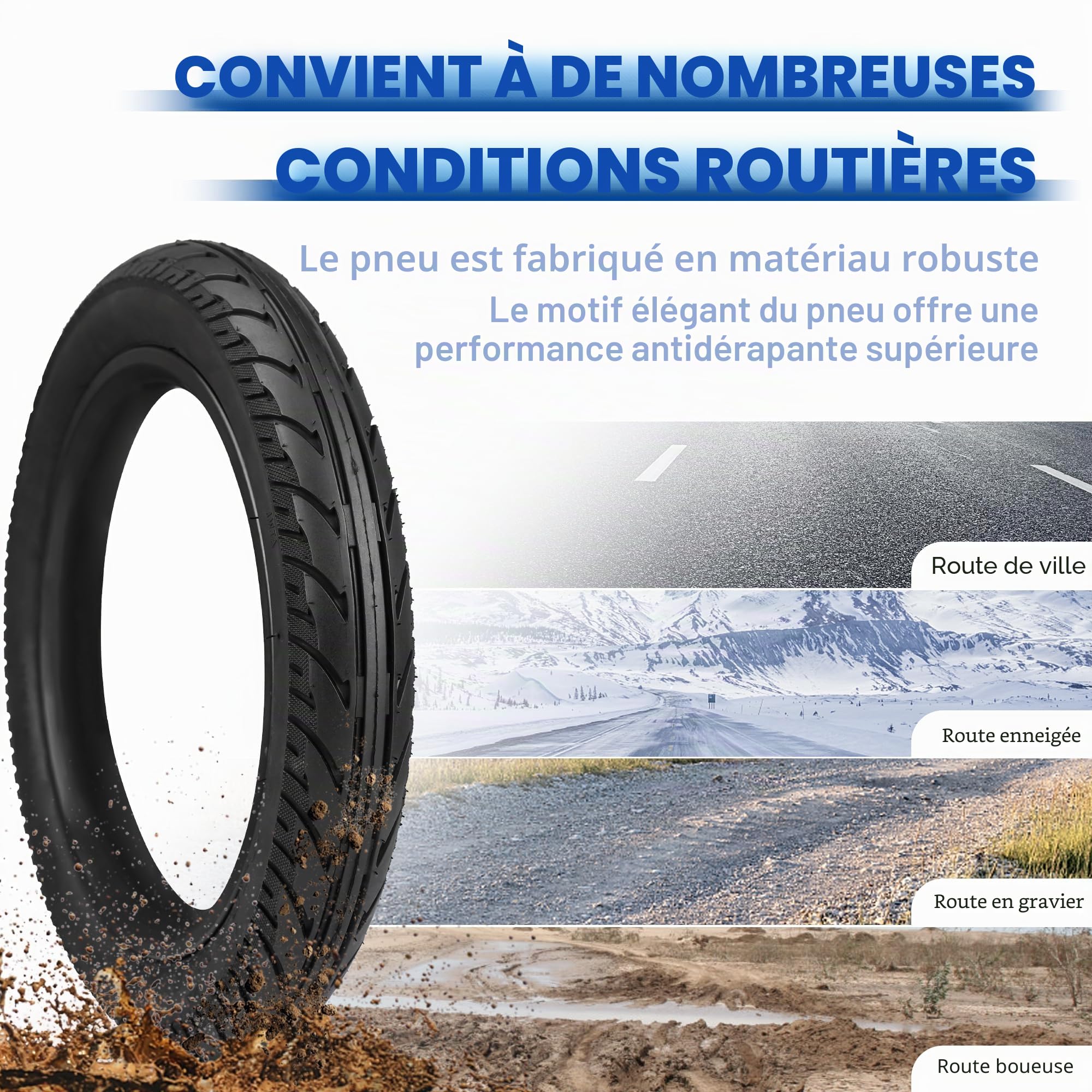 14x125 (54-254) Ensemble complet de pneus de vélo - 2X housses + 2X chambres à air + 2X leviers de pneus - Pneus Premium E-Bike pour vélos électriques et vélos à batterie lithium
