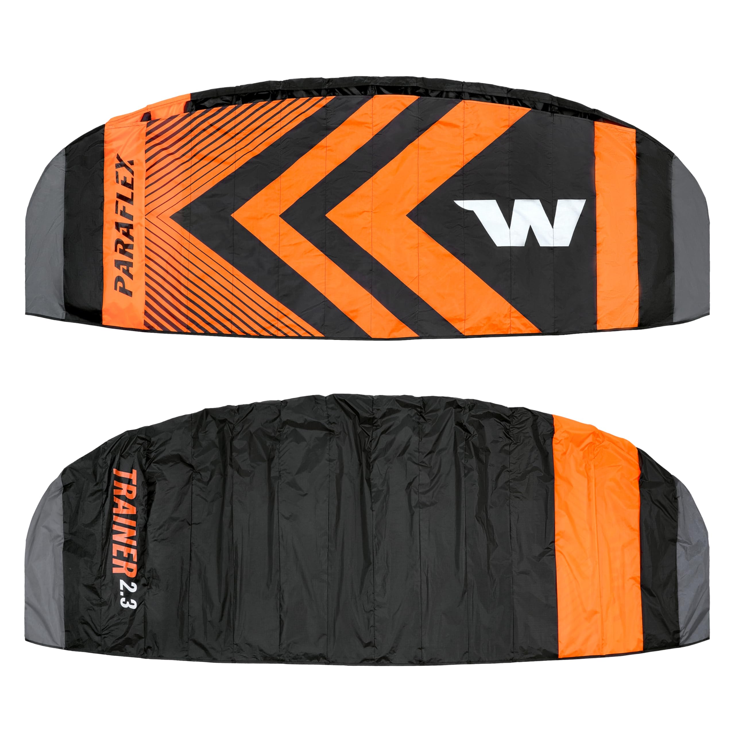 Wolkenstürmer Paraflex Trainer 2.3 - Ala de Kitesurf - Negro/Naranja - 3 líneas de cometa como complemento Mountain Board - Ala de tracción