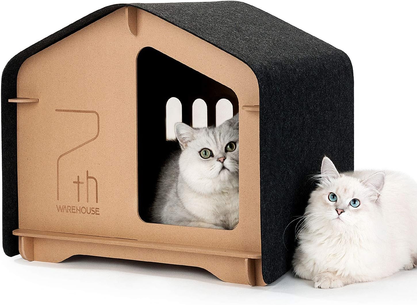 HIPIPET Cat House Cave Cat Condos Shelter Removable Felt Playhouse Roof with Window, Assemble Cat Houses for Indoor Cats Beds &…