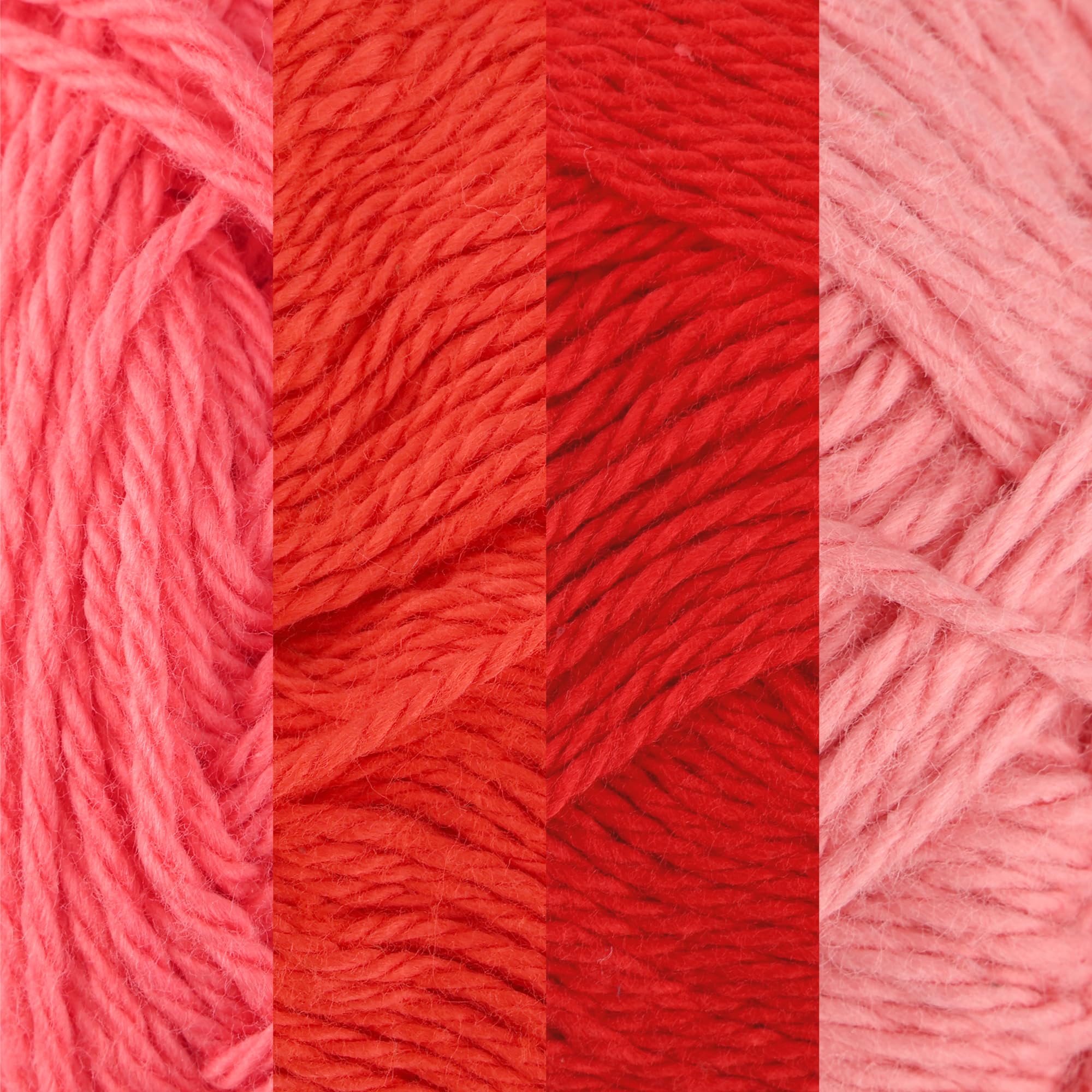 JubileeYarn Cotton Select Yarn - Sport Weight - 50g/Skein - Shades of Red - 4 Skeins - Image 2