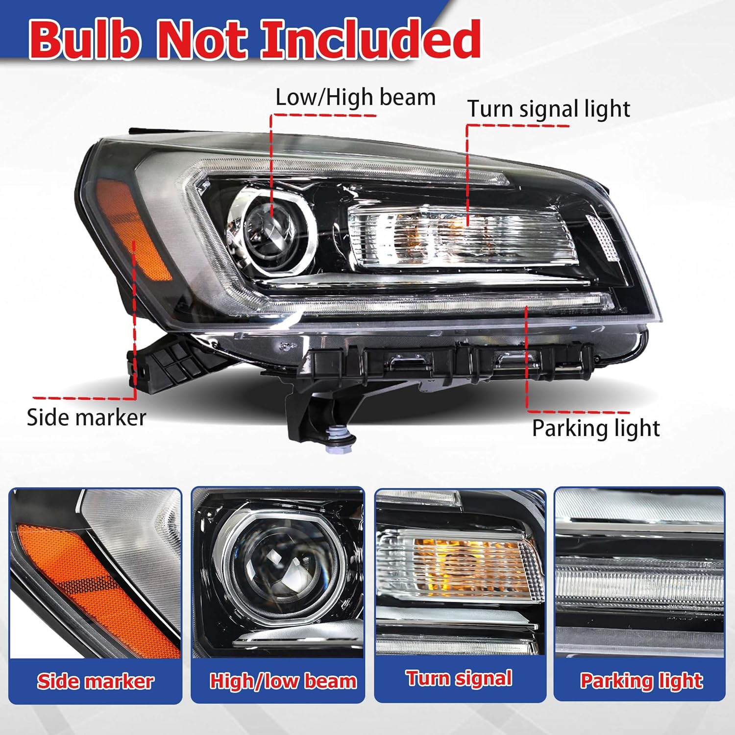 Passenger Side Headlights Assembly Halogen Replacement for Acadia 2013-2016 Lamp RH 1PC GM2503376 23358995