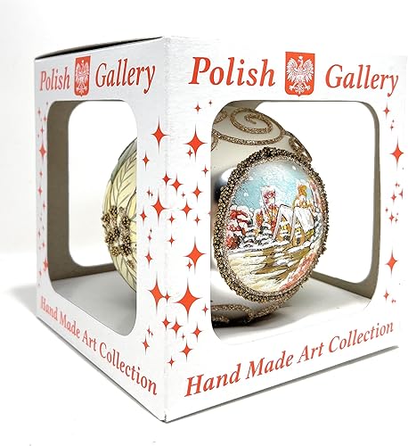 Miniatura 6 de Polish Gallery Adorno de Navidad bola de vidrio soplado del país de las maravillas del invierno plata 4724in