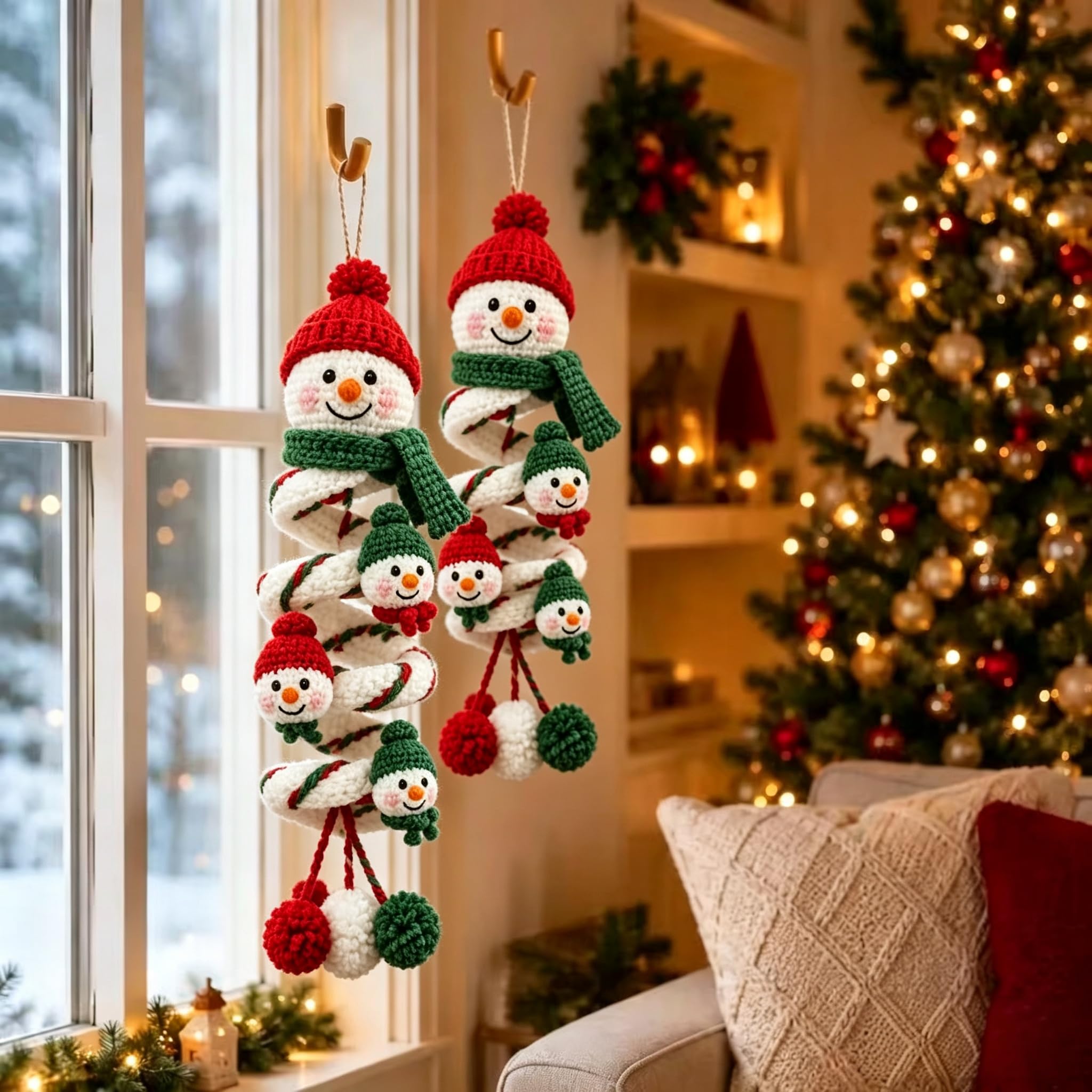 Gehäkeltes Schneemann-Spiral-Ornament-DIY-Set, alle Materialien zur
