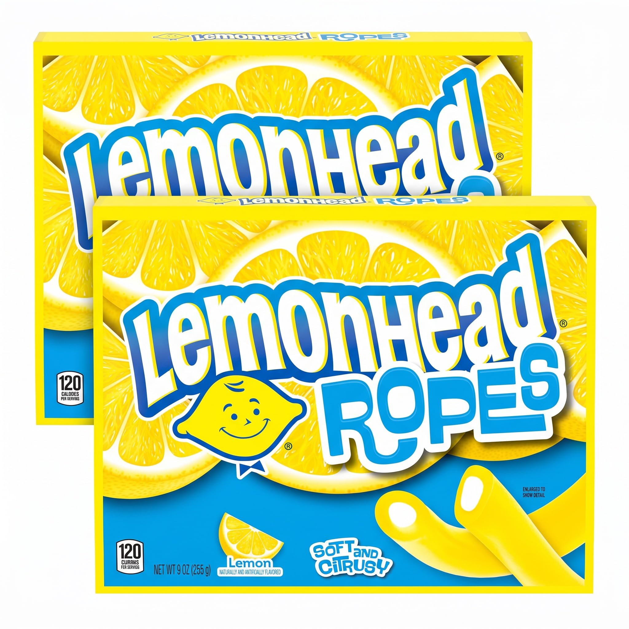 Ropes, Candy, Lemon, Tart and Citrusy, Soft and Chewy, 9 oz (Pack of 2) by LEMONHEAD – 9 Ounce, Assorted