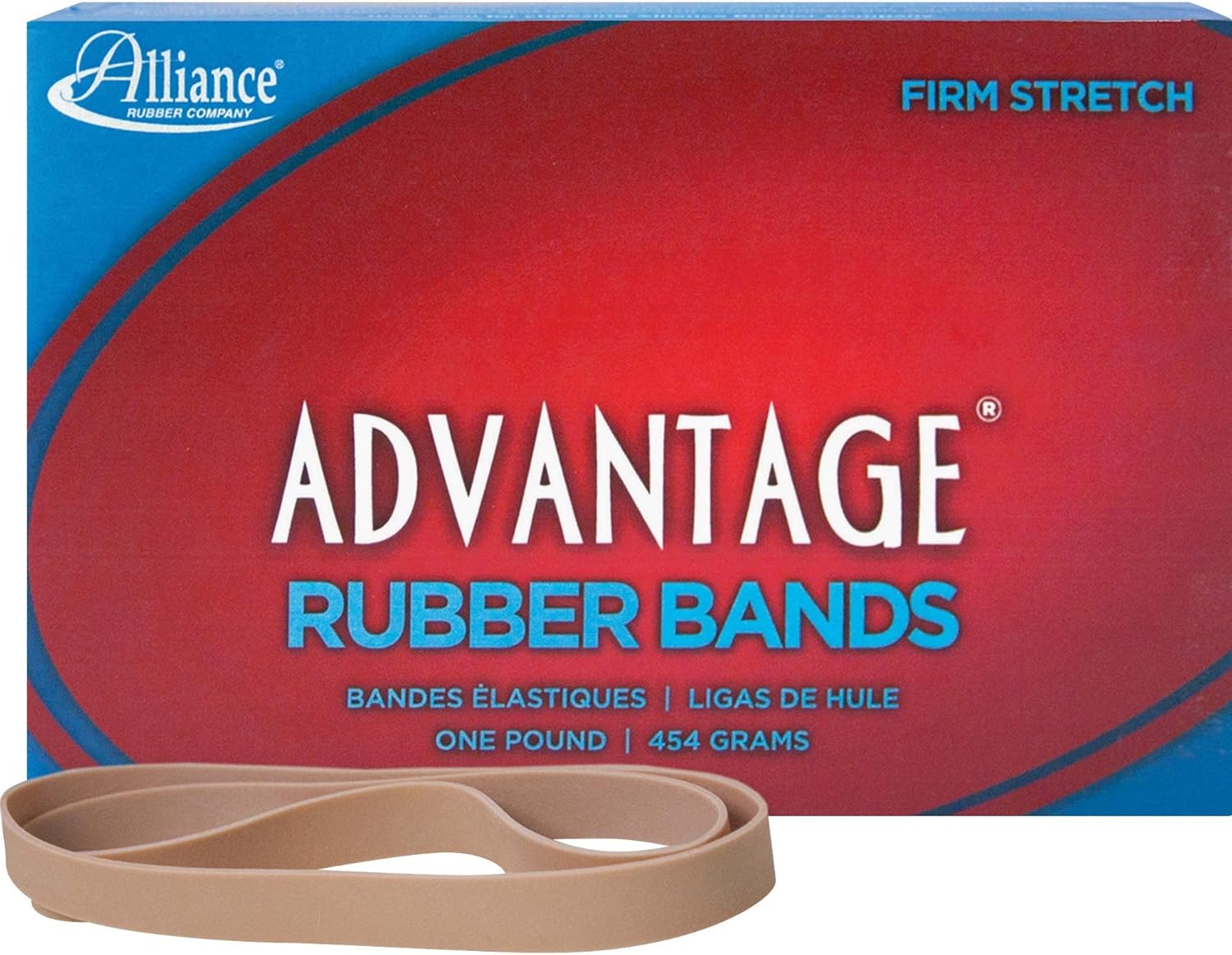 Alliance Rubber 27075 Advantage Rubber Bands Size #107, 1 lb Box Contains Approx. 40 Bands (7″ x 5/8″, Natural Crepe) , Beige