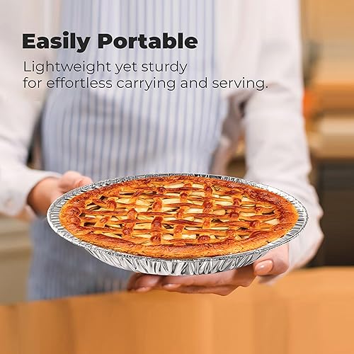 Miniatura 5 de Fit Meal Prep Paquete de 125 moldes para tartas de 9 pulgadas, de papel de aluminio para hornear, molde para pastel profundo desechable, recipiente