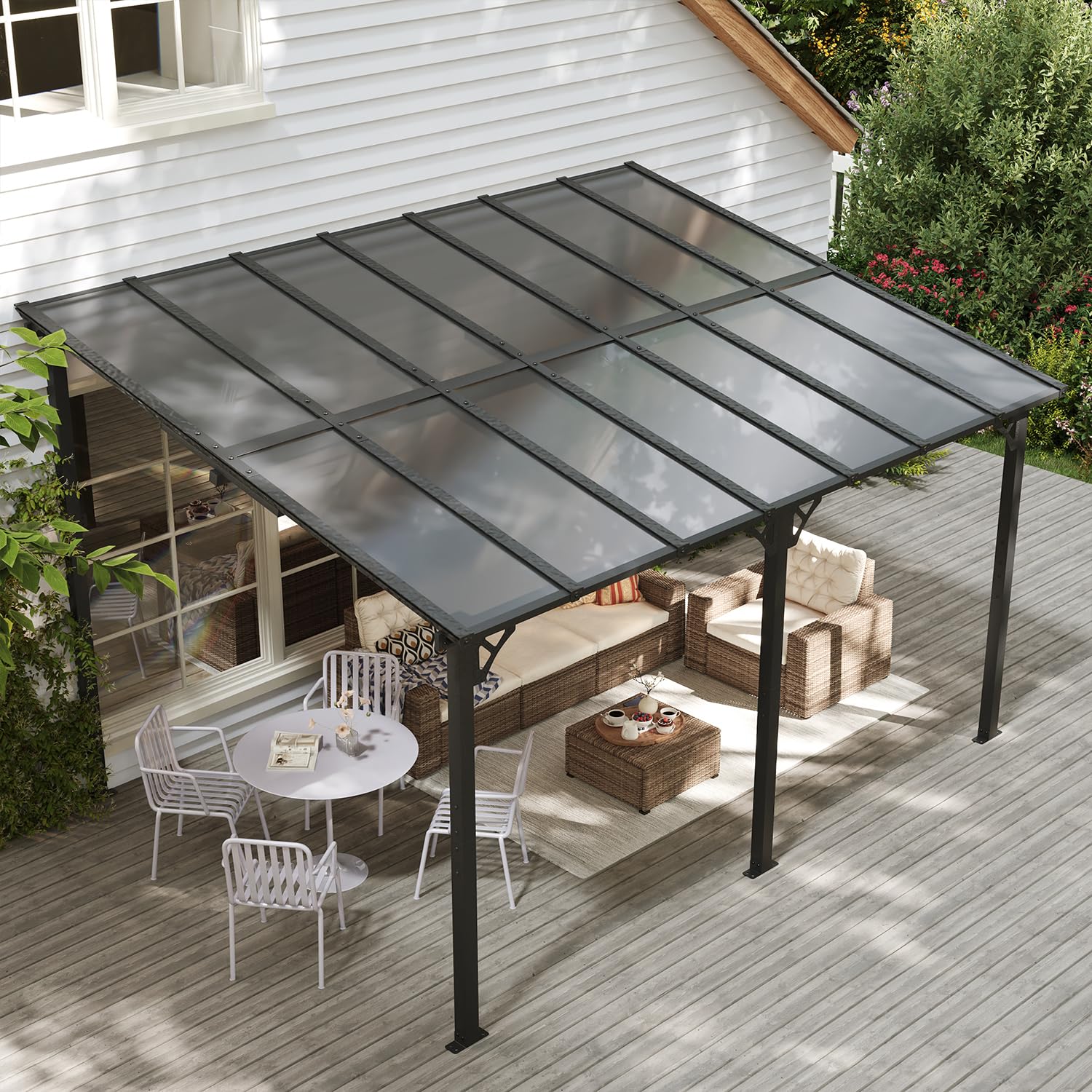 Amazon.com : Sonegra 10' x 14' Wall-Mounted Pergola Gazebo, Heavy-Duty ...