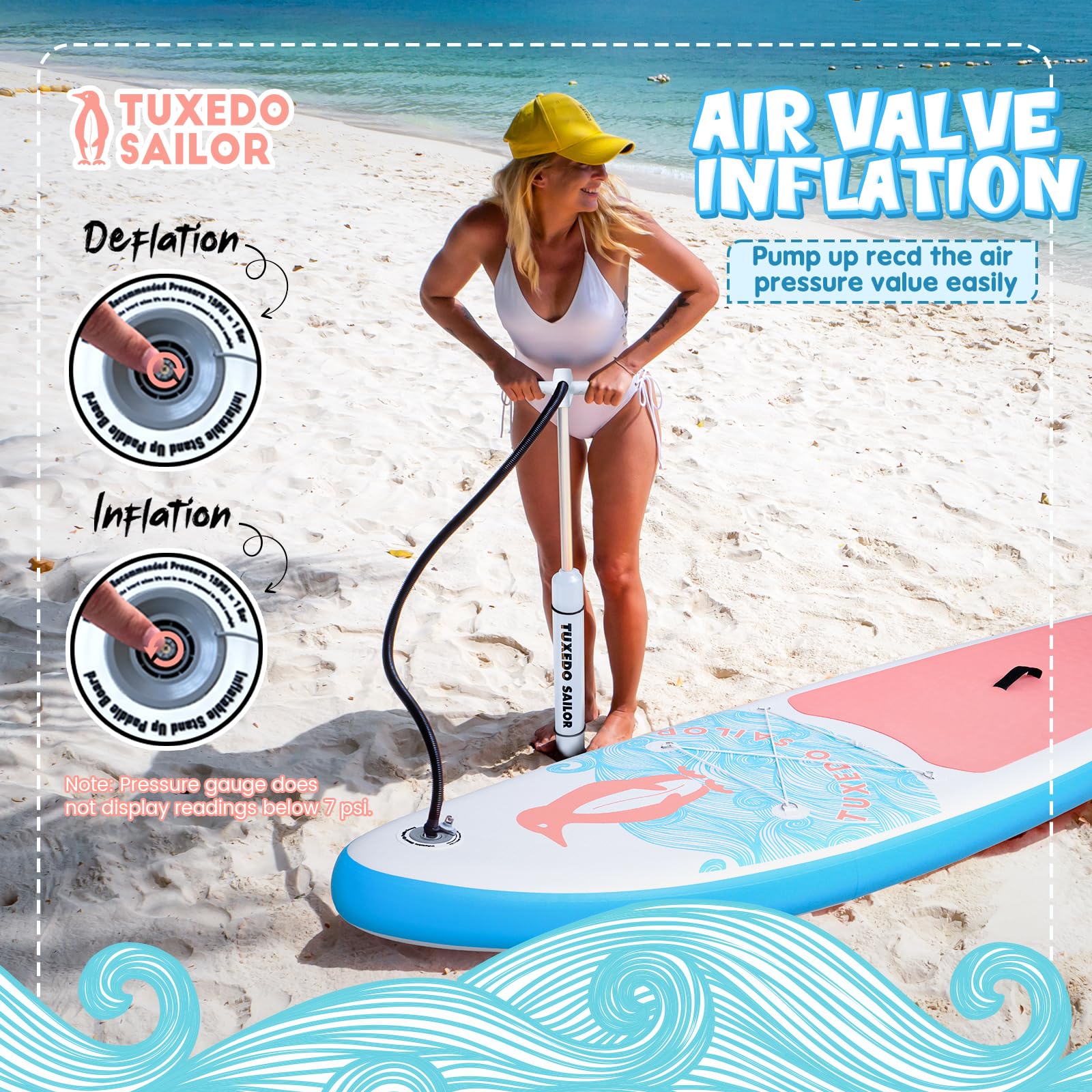 Tuxedo Sailor Paddle Gonflable Adulte, Planche de Stand Up Paddle Gonflable Sup Paddle Board Gonflable Planche à Pagaie Gonflable avec Accessoires Complets