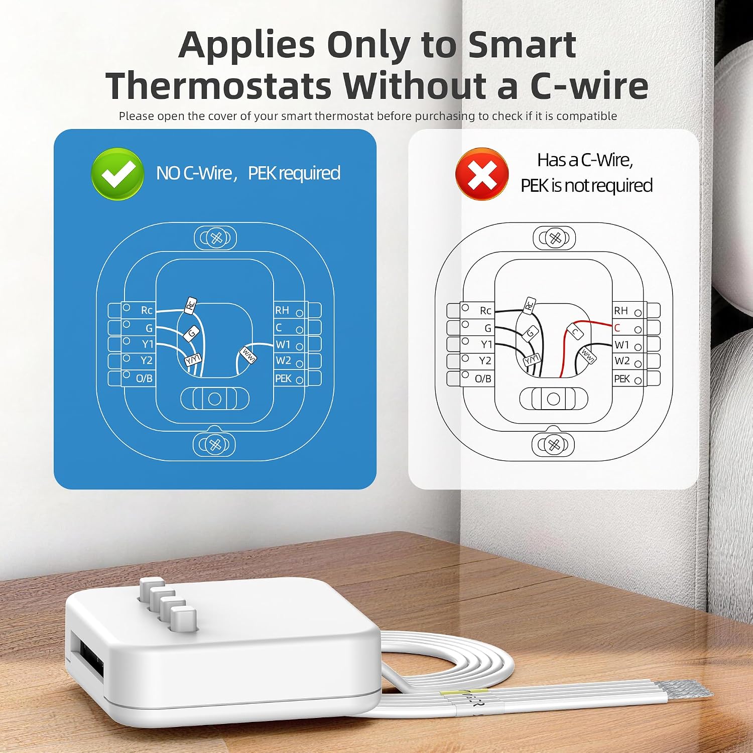 Power Extender Kit C-Wire Adapter for ecobee Essential, Enhanced, Premium | Smart Thermostat PEK for ecobee3 Lite Edition, Smart Thermostats with Voice Control Accessories