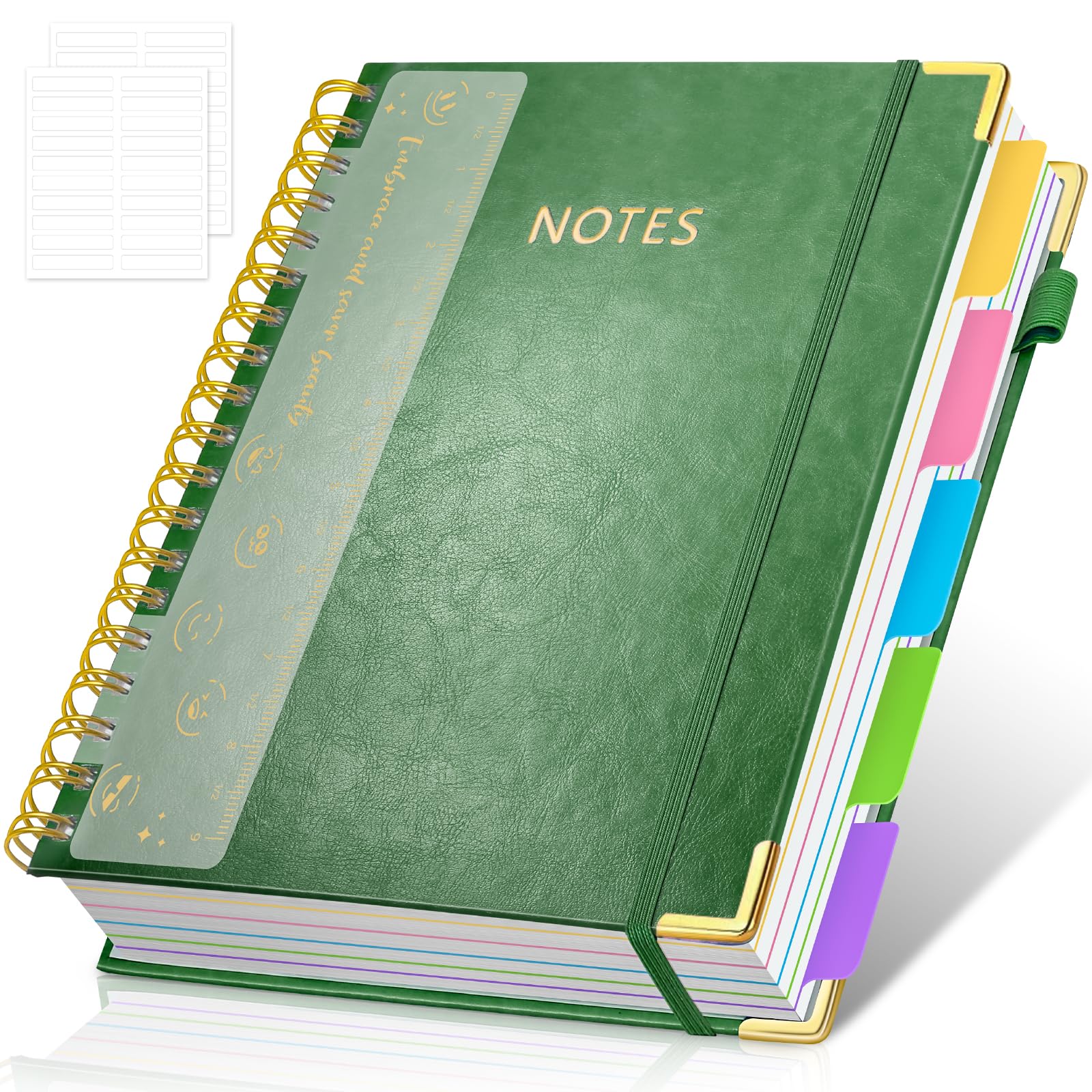 Carnet de notes ligné à spirale RIANEAN cahier vert pour école et bureau - 8