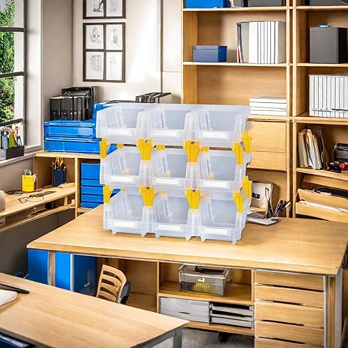 Miniatura 4 de Contenedores de almacenamiento colgantes apilables de plástico para garaje, 5-13 x 4-15 x 3, transparente, paquete de 9