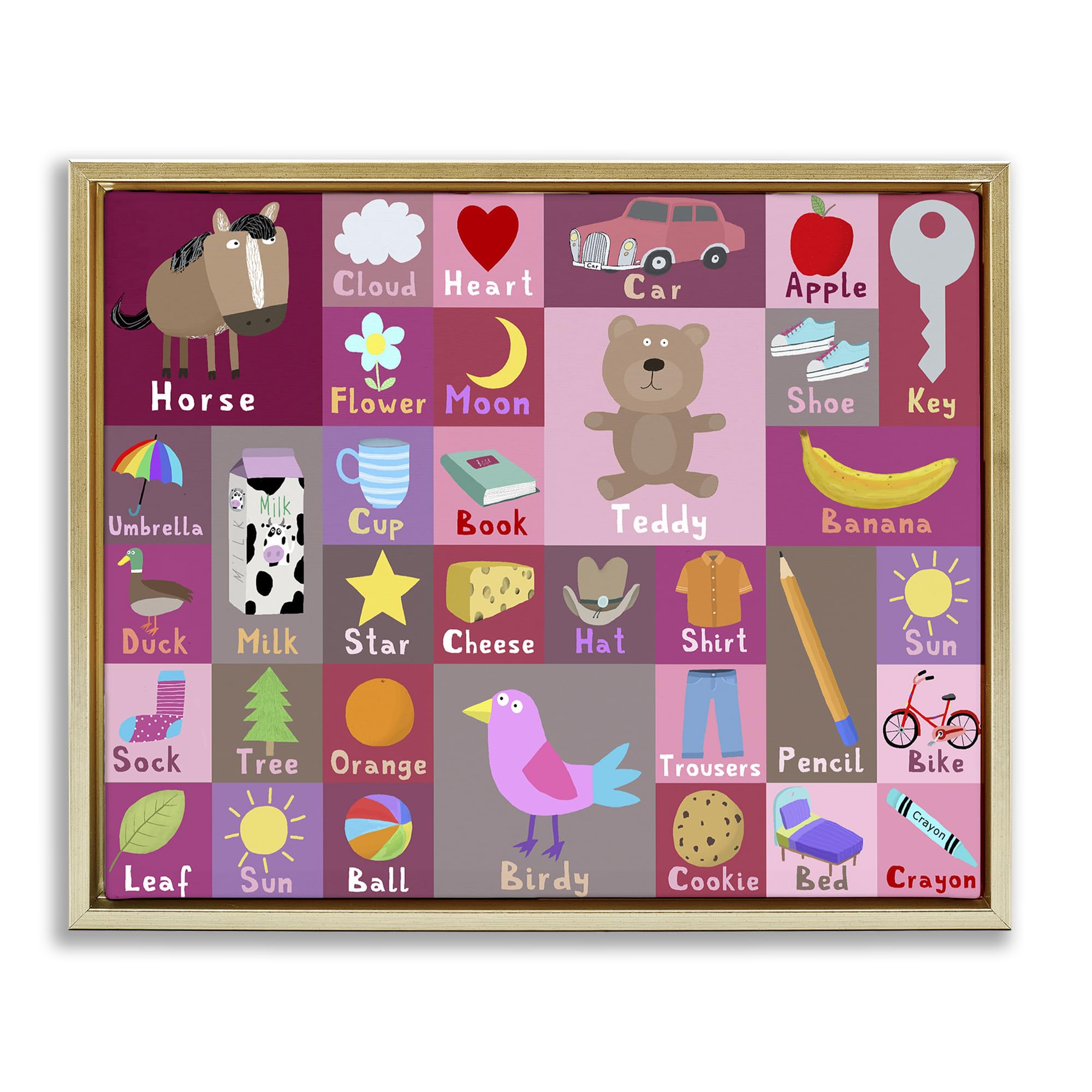 'Pink First Words'| Floating Frame Canvas Art