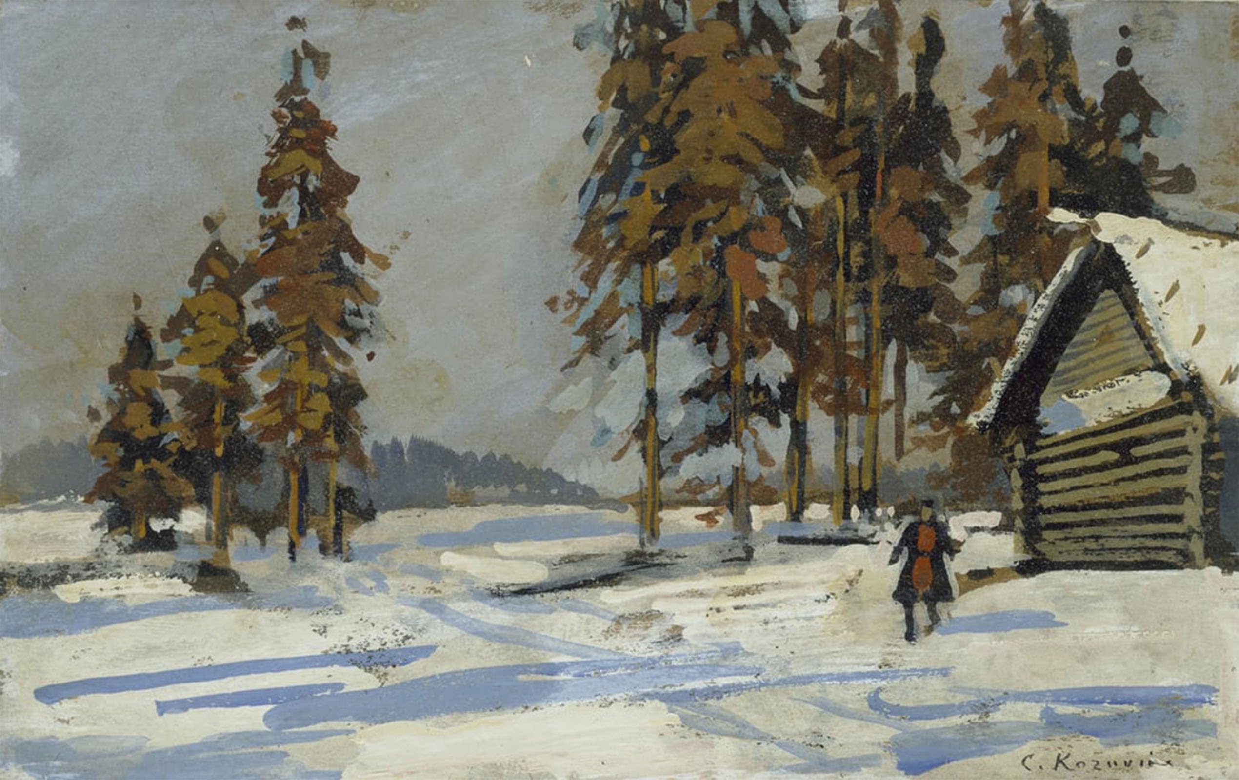 POSTERIIk Famous Animal Posters Vintage Picture Winter Landscape by Konstantin Alekseevich Korovin Modern Wall Decor for Home Decor 60x90cm