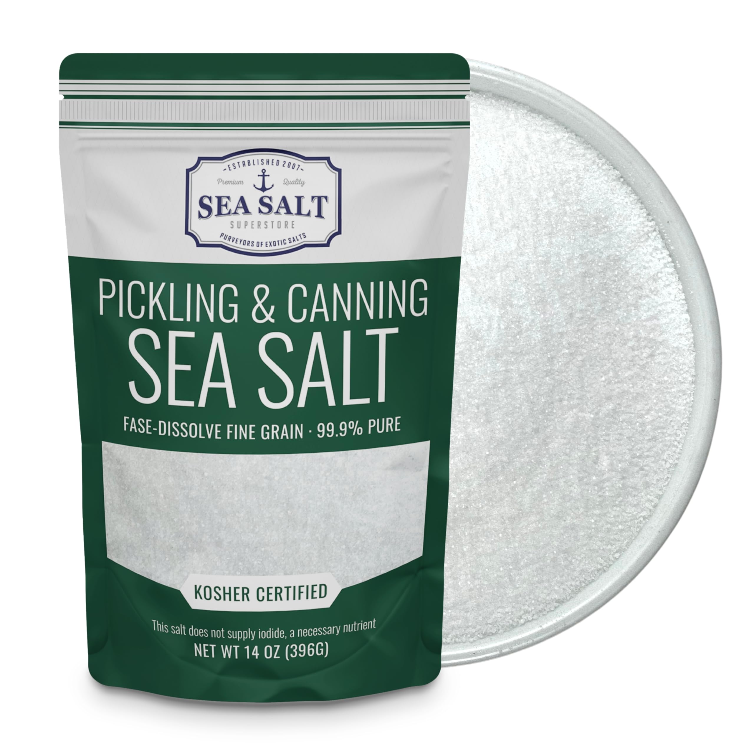 Pickling & Canning Pickling & Curing Salt for Natural Preserving, Fine Kosher Salt for Brining, 14 oz Bag Non Iodized