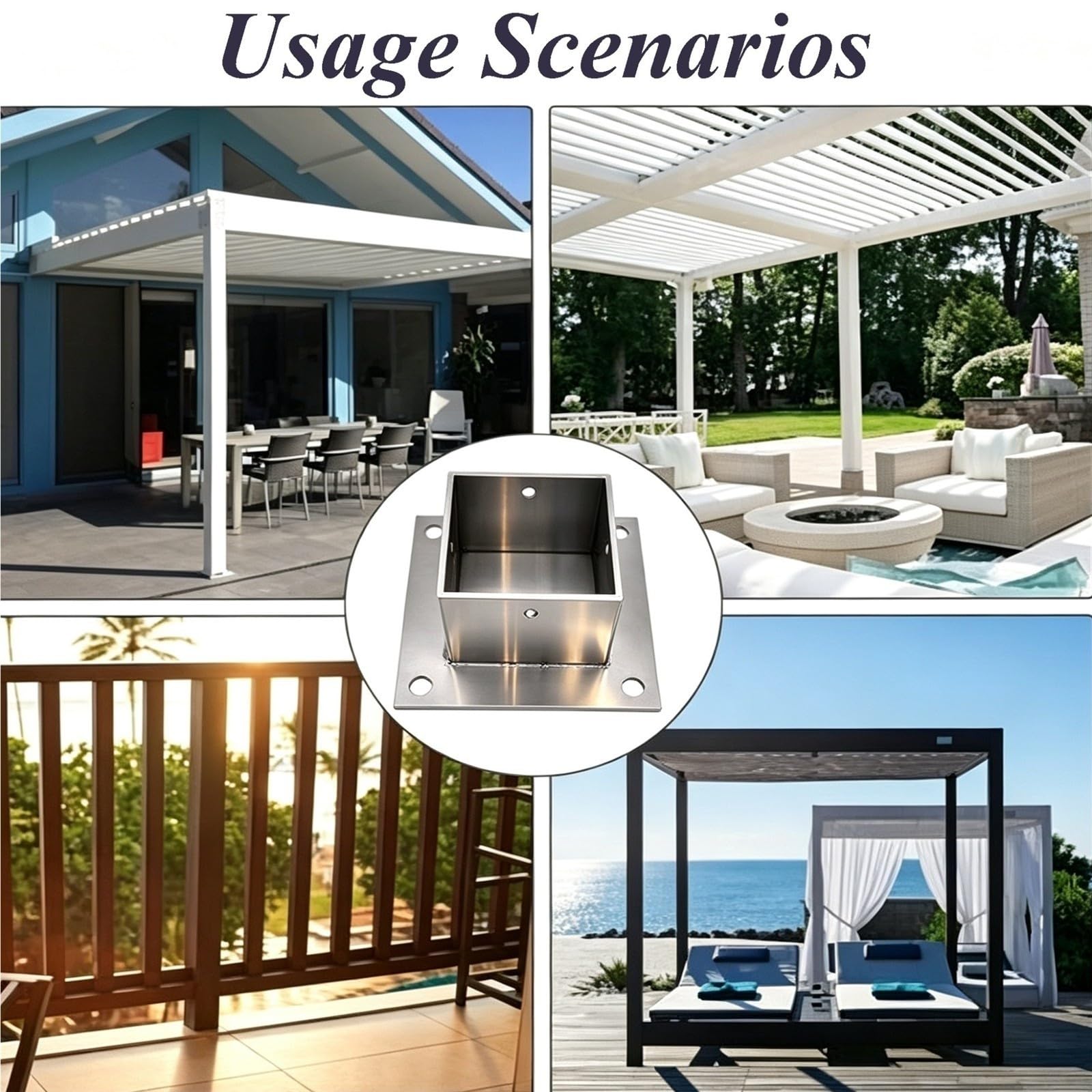 supporti per pali in legno Base Di Ancoraggio Per Palo Per Recinzione In Acciaio Inossidabile, Recinzione In Legno Per Privacy/giardino/cortile/patio In Cemento(2 pcs,L W 60 x 60mm/H 80mm)