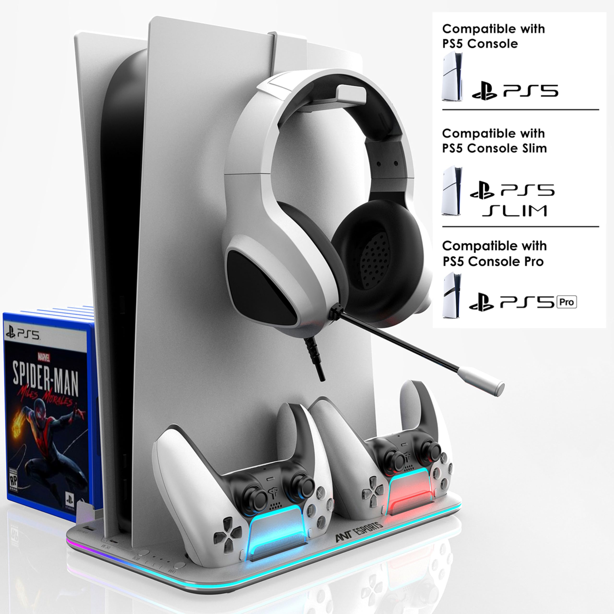 Ant Esports Dock5 RGB PS5 Cooling Station with Dual Charger