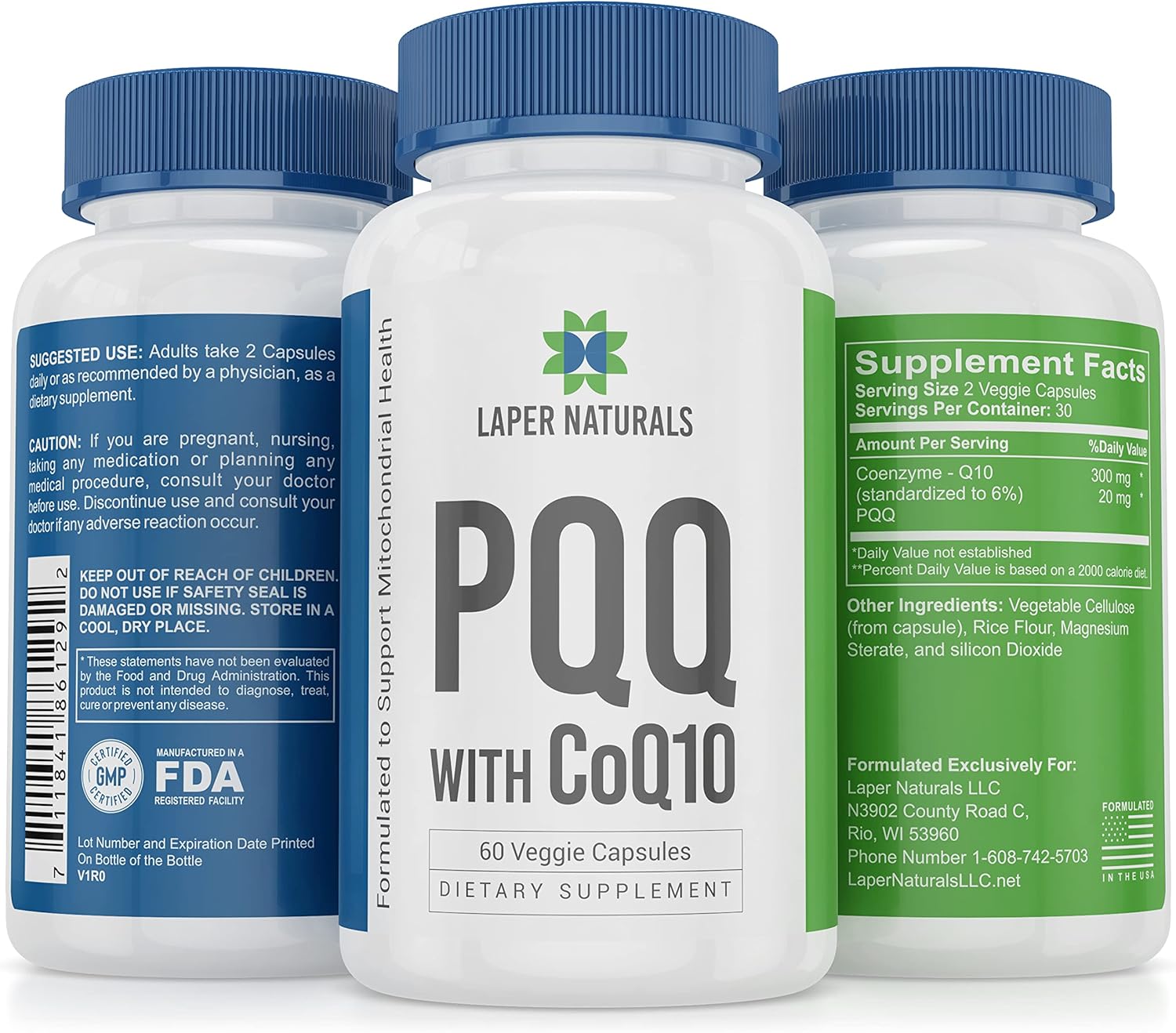 Laper Naturals PQQ Supplement with Coenzyme Q10 Supports