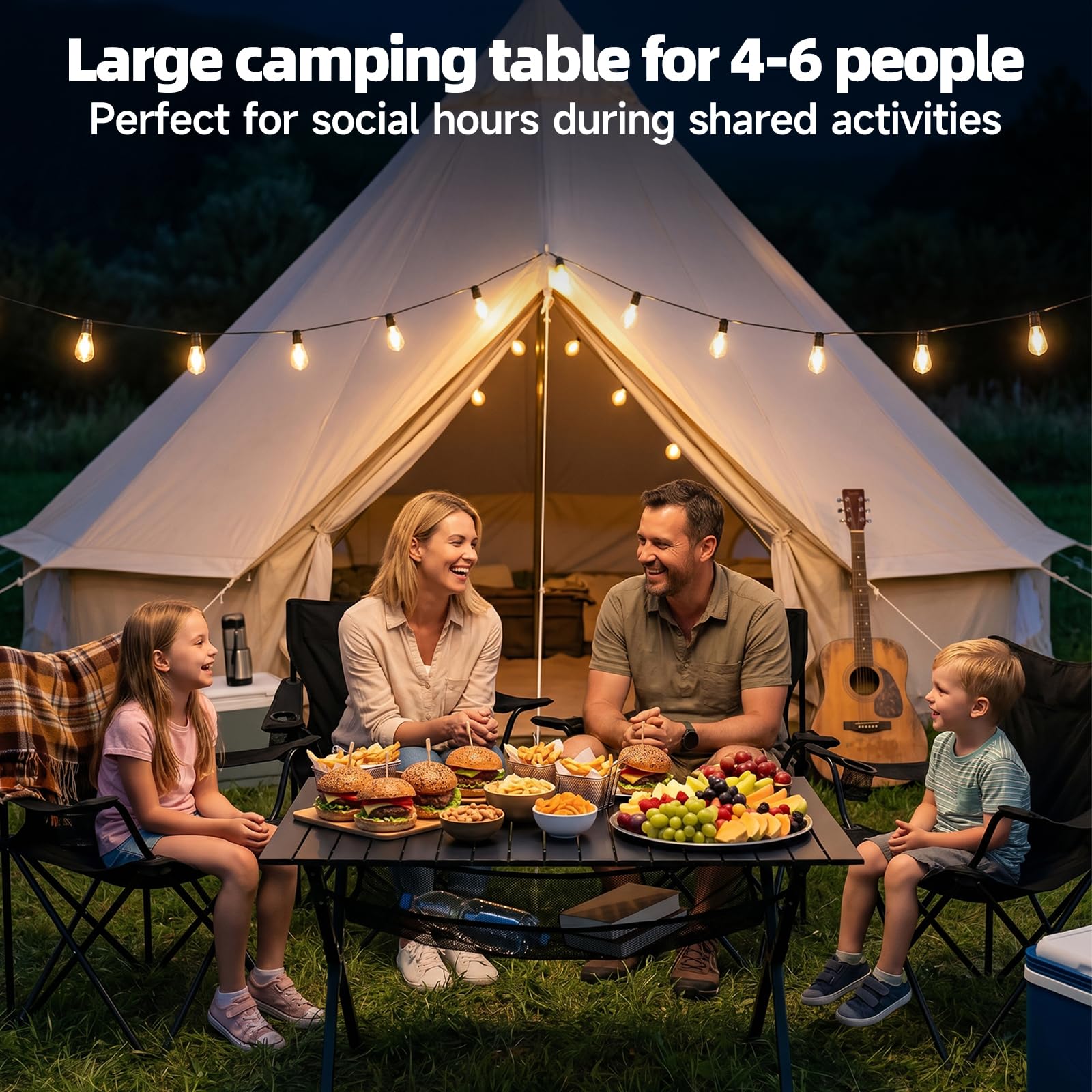 HAUSPROFI Mesa de camping plegable, 120 x 70 x 70 cm, grande para 4-6 personas, mesa plegable de aluminio 100 kg, mesa plegable con bolsa de transporte, mesa portátil para camping, pícnic, jardín