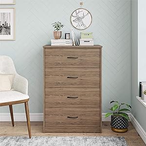 Mainstays 4-Drawer Dresser, (4-Drawer, Canyon Walnut, Handi Wipes)
