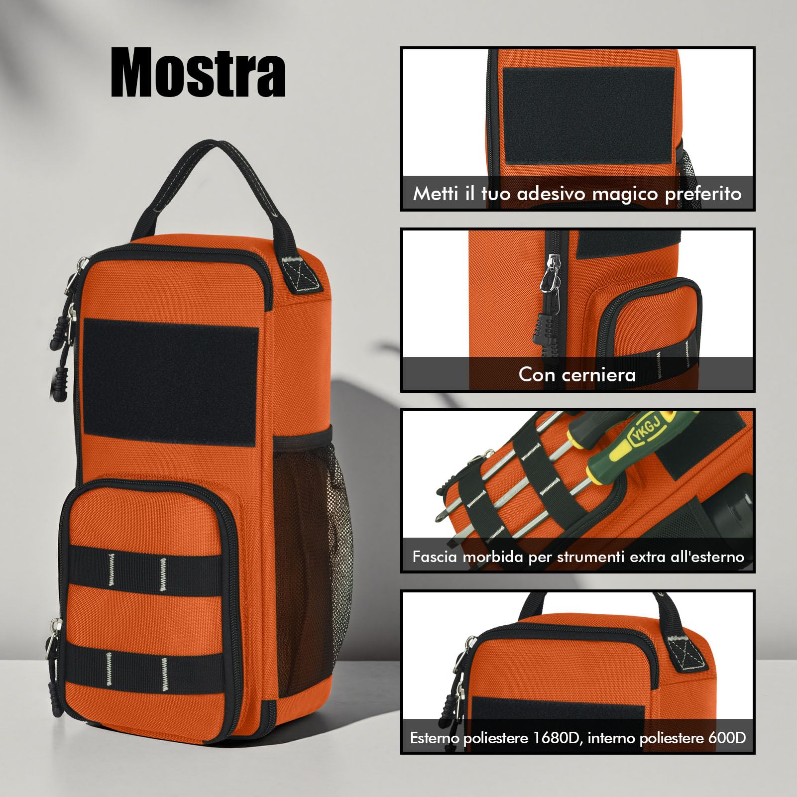 Borsa portautensili tattica, piccola borsa per attrezzi, set organiser impermeabile, antistrappo, per artigiani, elettricisti, meccanici e lavori di riparazione per bicicletta, moto, fai da te