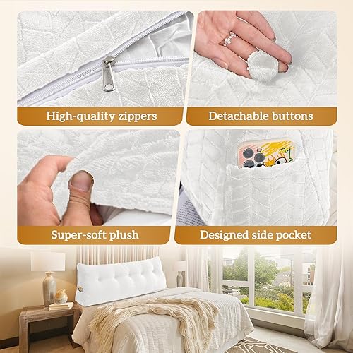 Miniatura 9 de Almohada triangular de cuña para cabecero, cojín grande para reposo en cama, almohada de lectura, respaldo de posicionamiento, cojín con funda