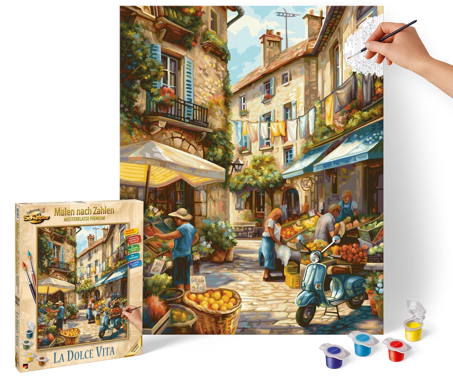 Schipper Dipingere con i Numeri – La Dolce Vita – Dipingere Immagini per Adulti, compresi pennelli e Colori acrilici, 40 x 50 cm
