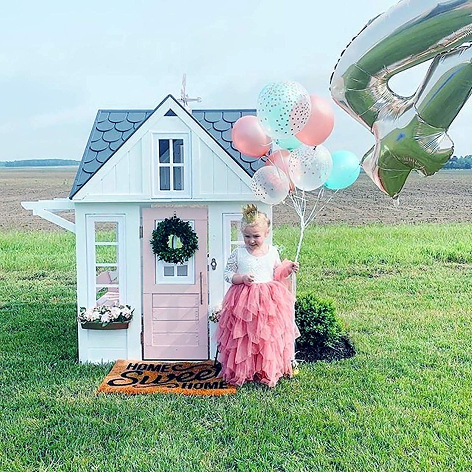 Topmaker Backless A-line Lace Back Flower Girl Dress 2T Non-beaded-sleeve-dusty-rose