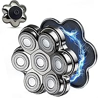 Vista 12 de Cabezales de repuesto para afeitadora de cabeza magnética, 7 cuchillas rotativas impermeables de doble anillo para hombres calvos, compatibles