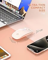 Vista 7 de RAPIQUE - Ratón inalámbrico Bluetooth - (BT5.1+USB) Ratón de computadora delgado de doble modo con clic silencioso, bajo consumo y 1600 DPI, ratón