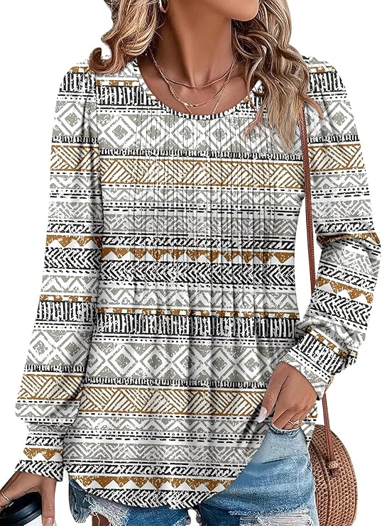BETTE BOUTIK Long Sleeve Shirts for Women Fall Tops Dressy Blouses Crewneck Tunic Tops for Leggings S-3XL