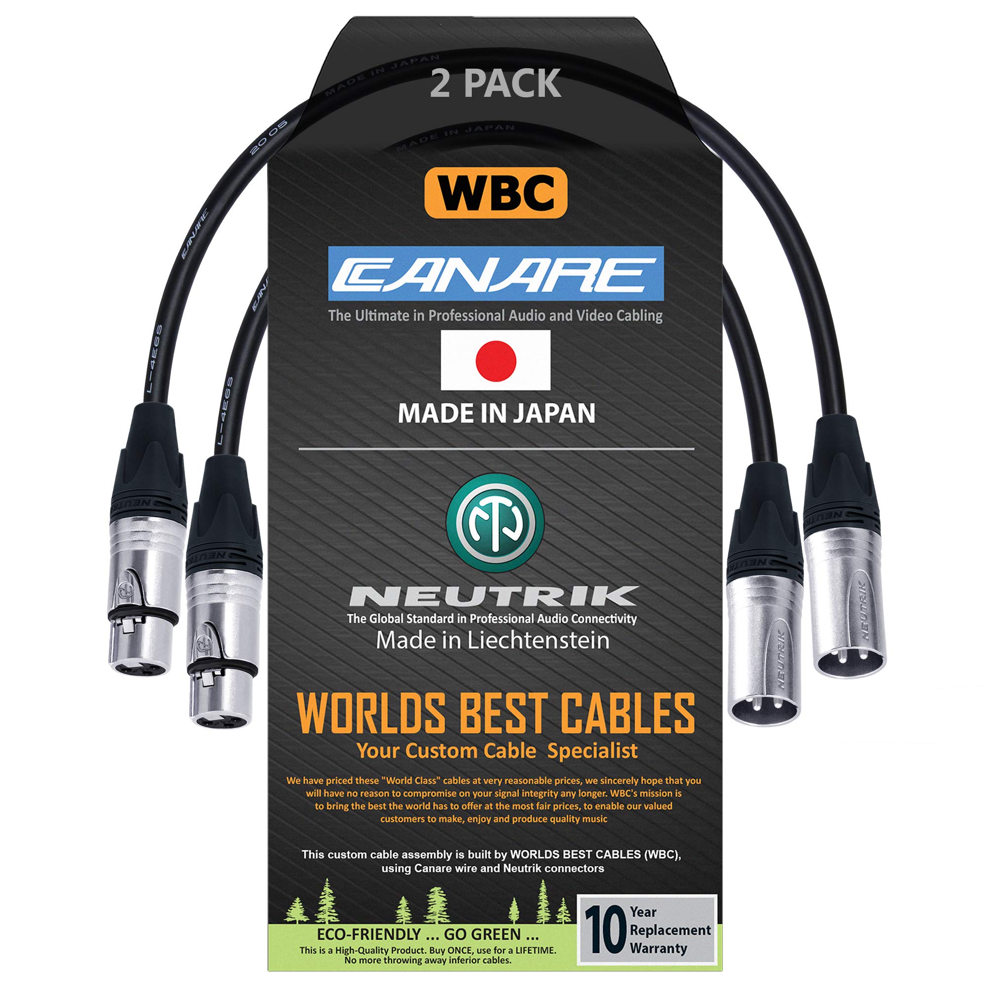 Amazon.com: WORLDS BEST CABLES: Canare L-4E6S - Neutrik Silver XLR