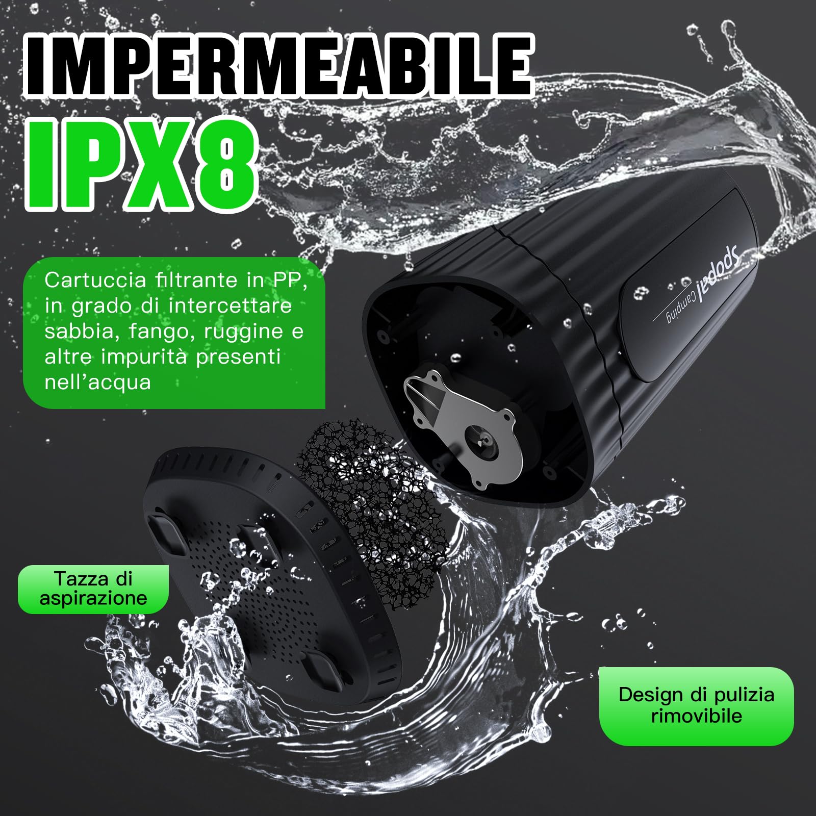 Doccia Portatile Da Campeggio Con Batteria 8000mAh, Pressione Regolabile, 4 Modalità Getto E Display LED, IPX8 – Per Viaggi, Spiaggia E Animali Domestici - 4