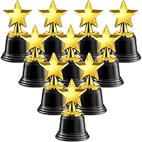 Bedwina Gold Star Trophies Pack of 12 - 4.5 Inch Bulk Awards for Kids Parties, Sports Events, School Recognition & Party Favors