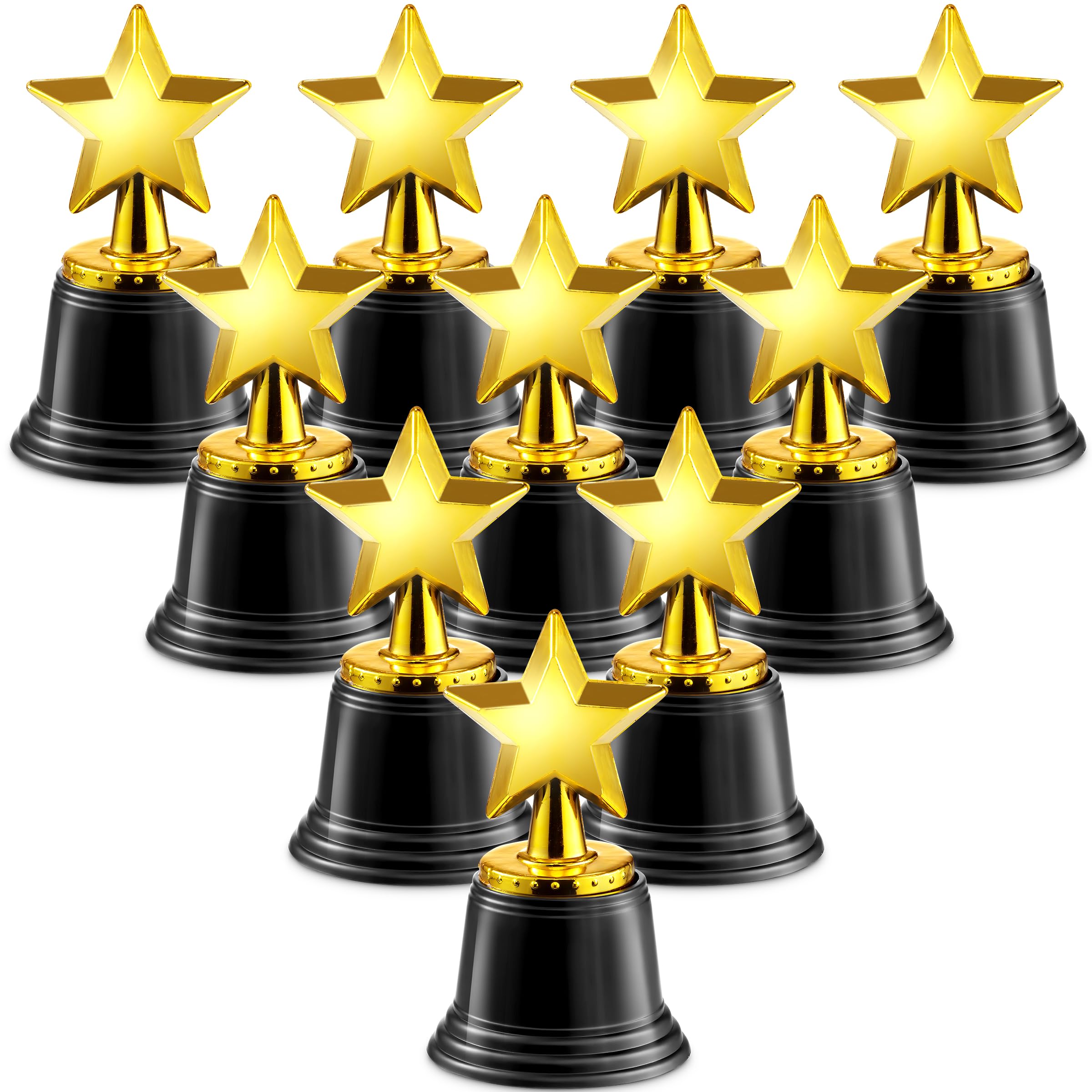 Bedwina Star Trophy Awards - Pack of 12 Bulk - 4.5 Inch, Gold Award Trophies for Kids Party Favors, Props, Rewards, Winning Prizes, Competitions for Kids and Adults