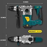 Enventor 1-1/4 pouce SDS-Plus 13A Foreuse rotative pour béton, perceuse électrique de démolition d'embrayage avec 4 Fonctions, Contrôle des vibrations, Chisels, Perceuses
