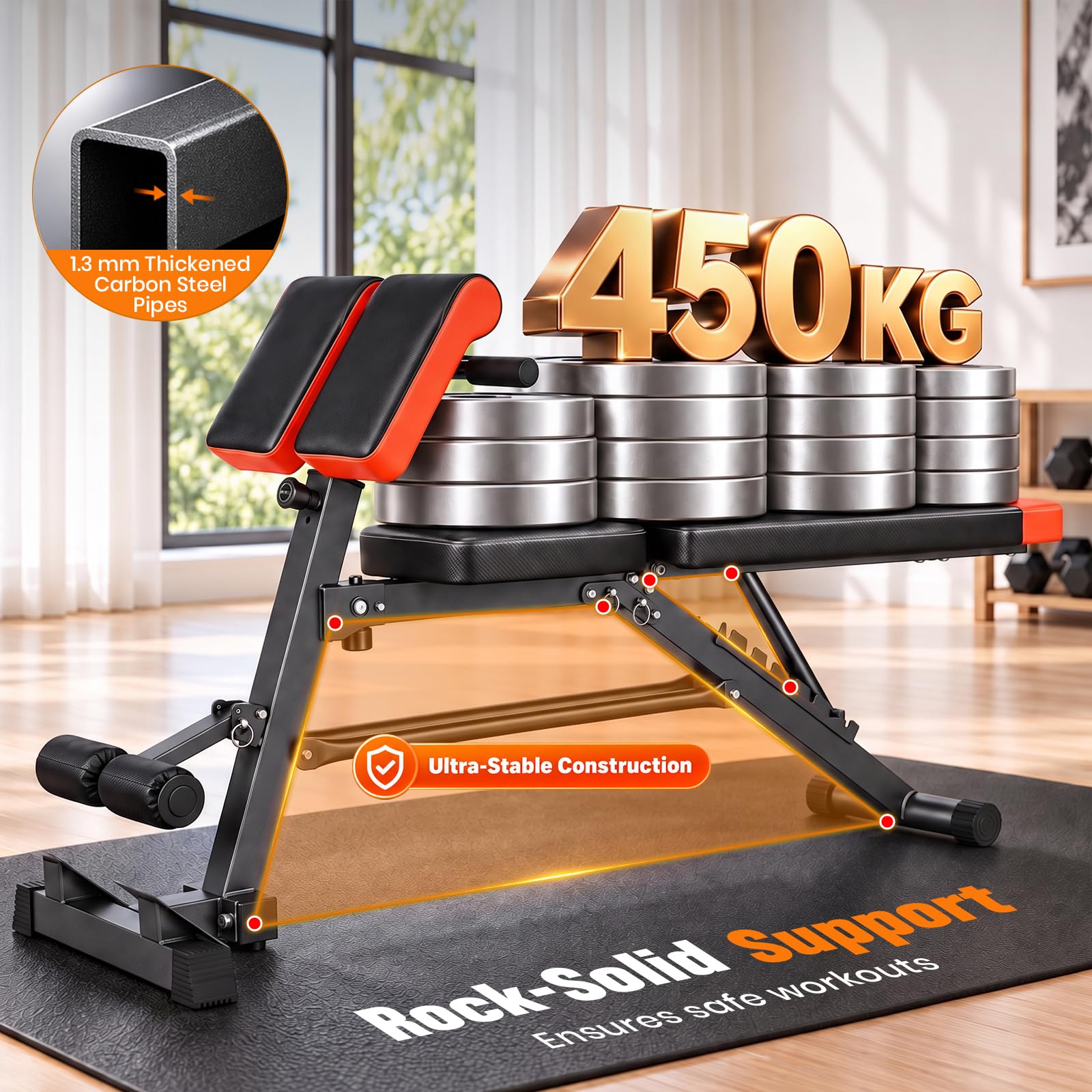 Banco de entrenamiento 8 en 1, banco romano ajustable para rizos e