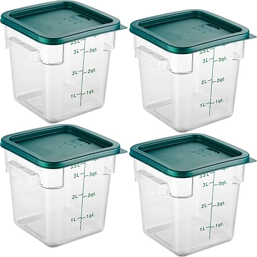 Miniatura 3 de CURTA Paquete de 8 recipientes de almacenamiento de alimentos con tapa verde, grado comercial con certificación NSF en combos (4 juegos de 2 cuartos