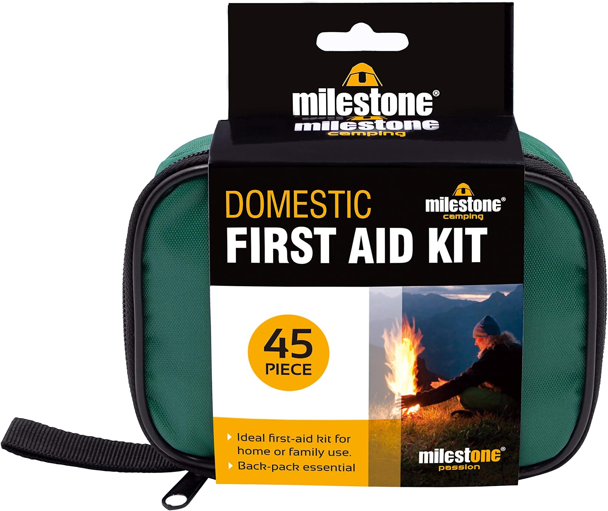 Milestone Camping 96940 Emergency First Aid Kit / Compact and Portable Home or Travel Kit / Ideal for Camping, Family Days Out and More, Red