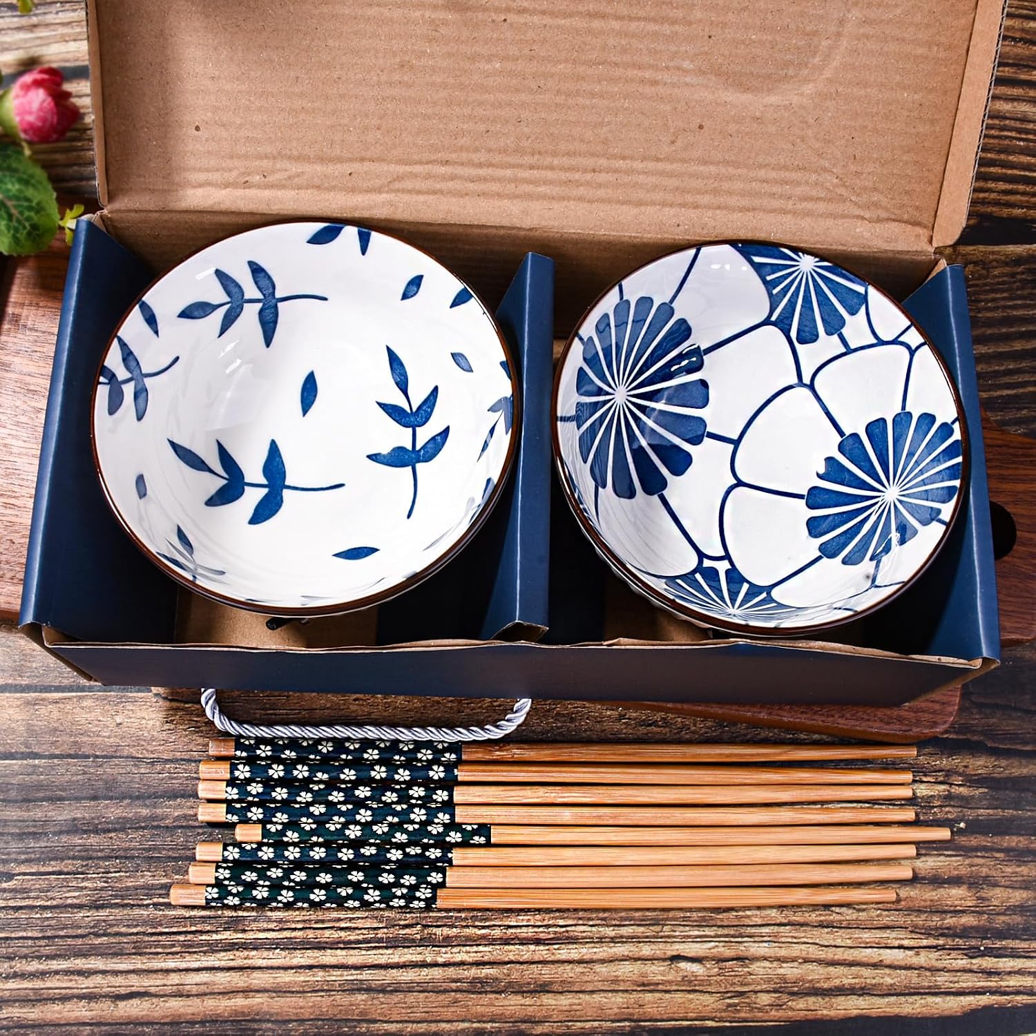 Japanese Rice Bowls and Chopstick Set of 2 with Delicate Box (2pcs) image 2