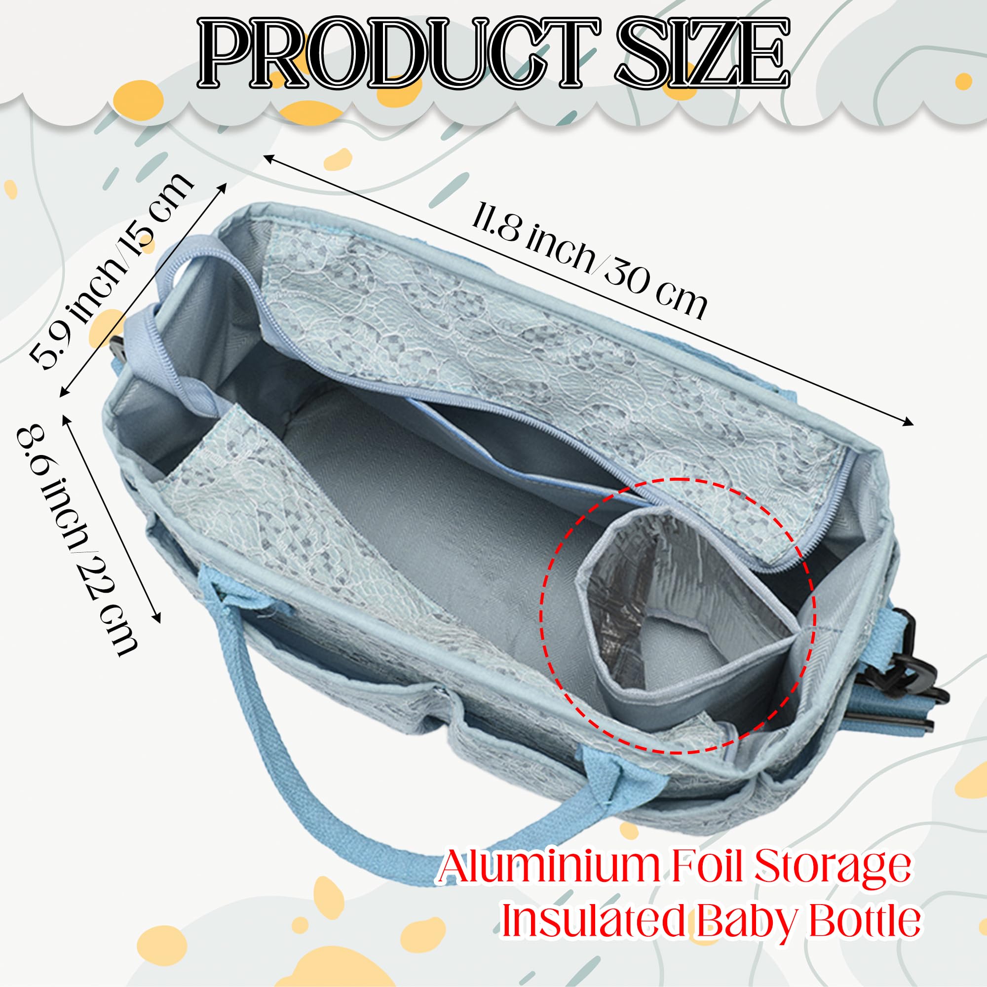 GoaePode Baby Diaper Bag Organiser, Handle & Crossbody Nappy Caddy, Nursery Storage Basket Hanging Stroller - Image 3