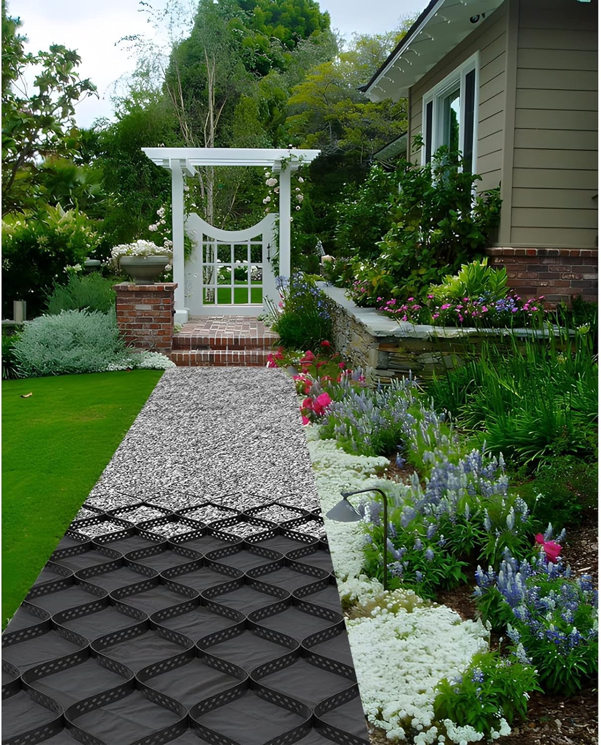ELzEy Géogrille for allées de sentiers, pavés de Grille de Sol Robustes for Remplissage de Pierre d'herbe de chemins de terrasse (Size : 10m x 6m (33ft x19.5ft))