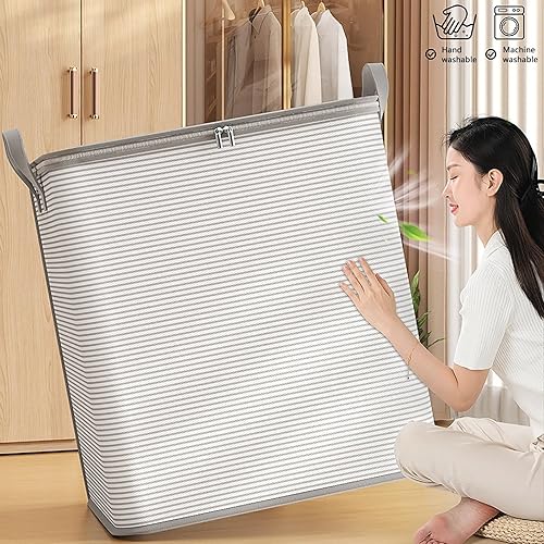 Miniatura 6 de Bolsas de almacenamiento de ropa, caja de almacenamiento plegable con asas reforzadas y cremalleras resistentes, contenedores de almacenamiento de