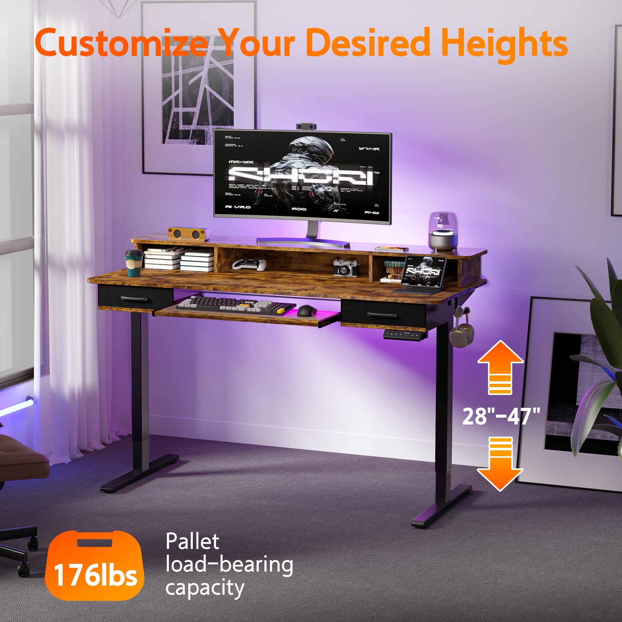 E-SPORTS デスク 140cm × 60cm Amazon.com: WALKINGDESK 55x24 Inches Electric Standing Desk with
