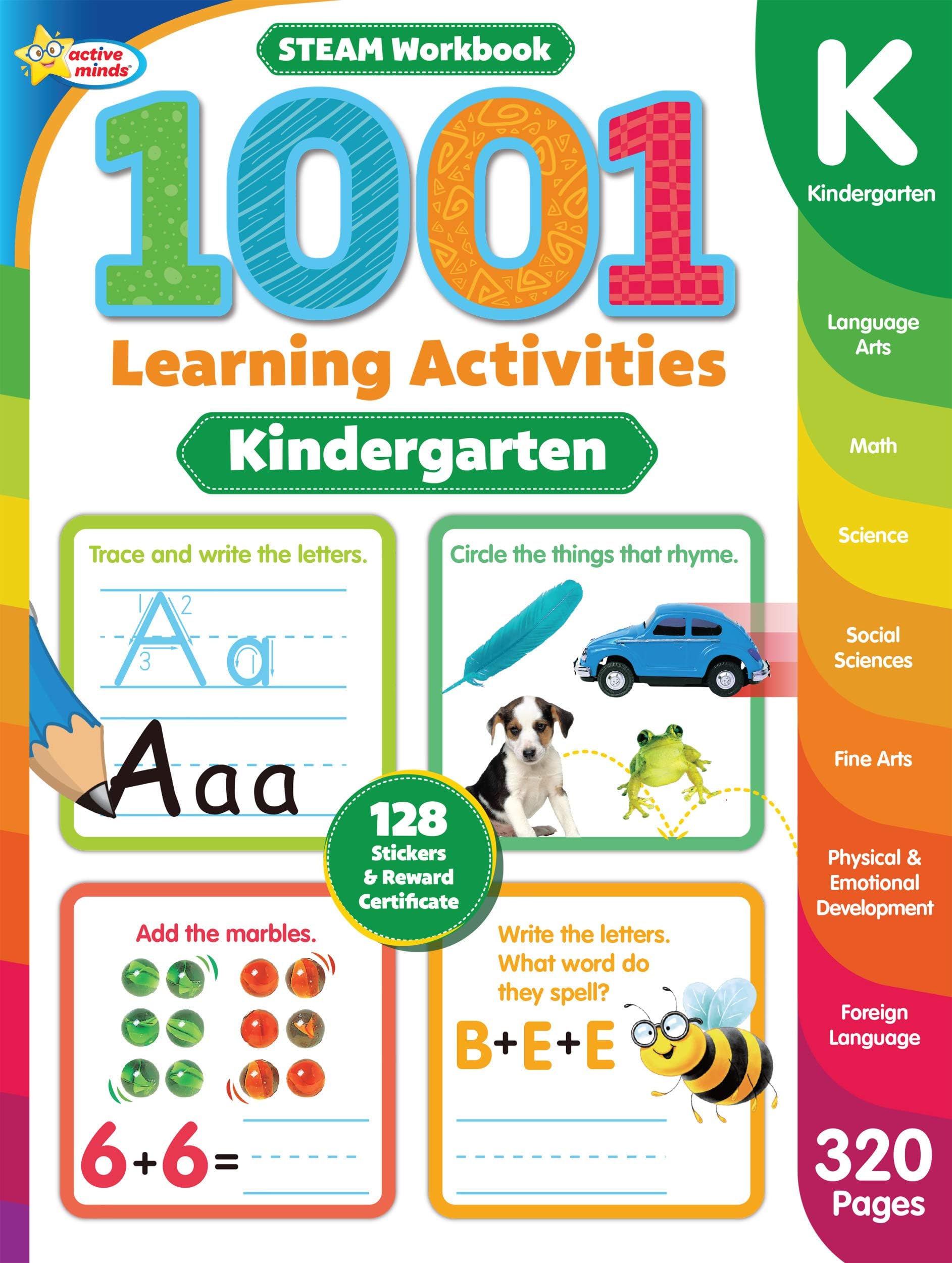 1001 STEAM Kindergarten Activity Workbook: Practice Sight Words, Phonics, Num...