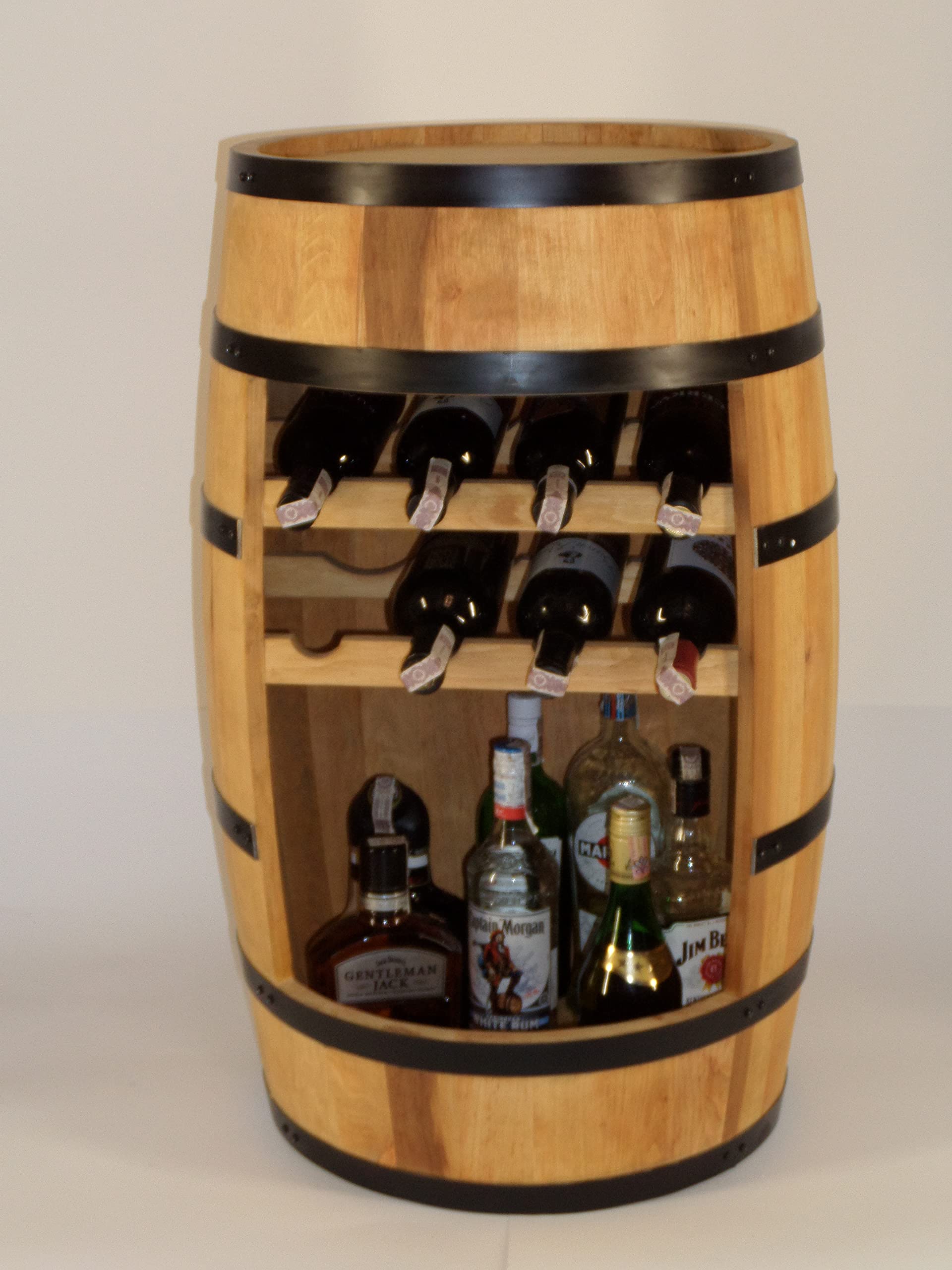 CREATIVE COOPER Mesa de pie para Barril de Vino, Mini estantería con Soporte para Botellas de Vino, Banco de Alcohol, estantería para Botellas de Madera, Barril de Madera, Barril de 80 cm (Roble)