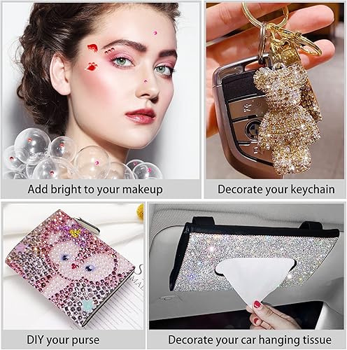 Miniatura 4 de 10000 unidades de diamantes de imitación verdes mixtos de 0.18 a 0.236 pulgadas con parte trasera plana para uñas, gemas de cristal redondas de