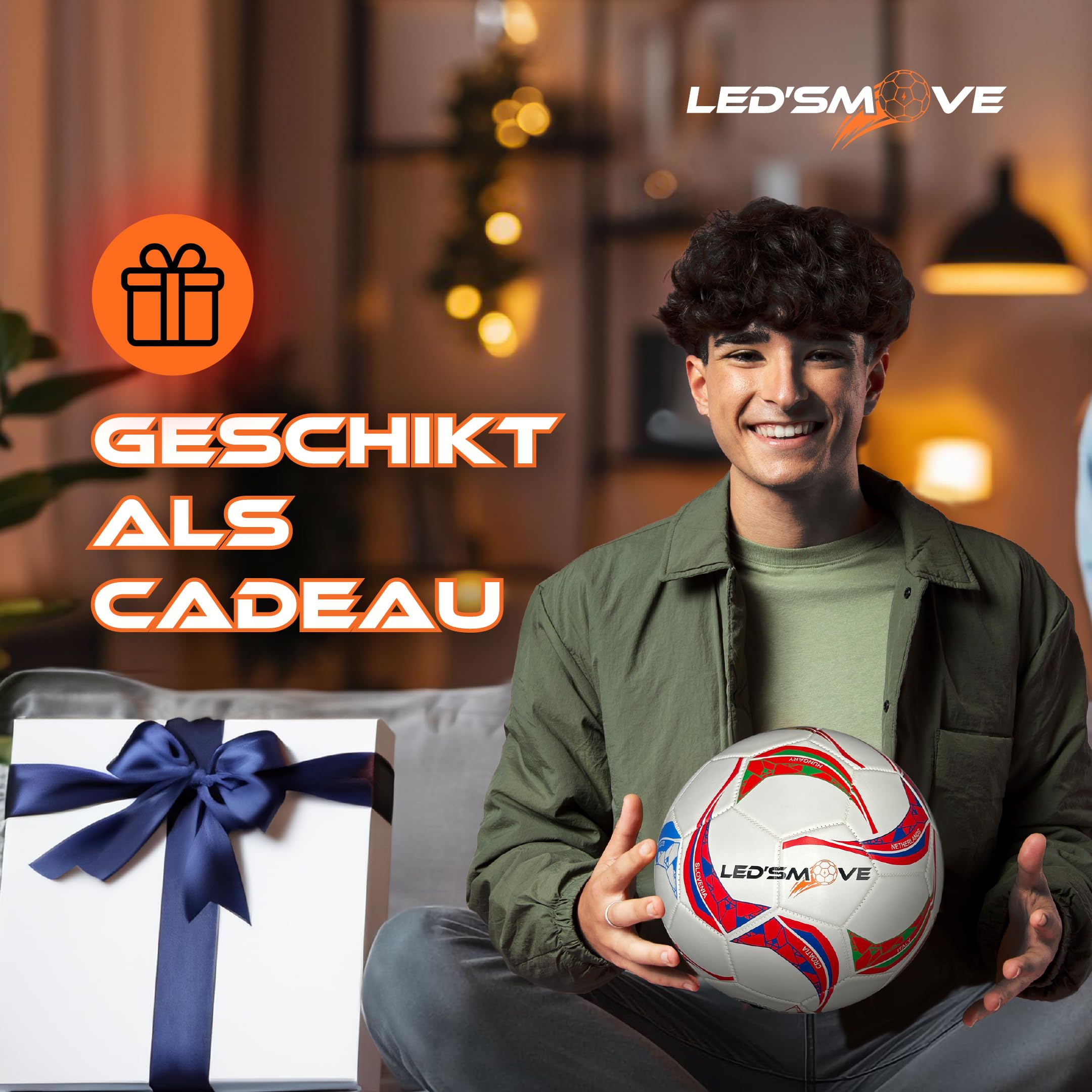 LED'S MOVE - Pallone da calcio luminoso a LED - Pallone da calcio luminoso con luce - Glow in The Dark - Giocattolo luminoso - Palloncino luminoso misura 5 - Modello LS2 tradizionale